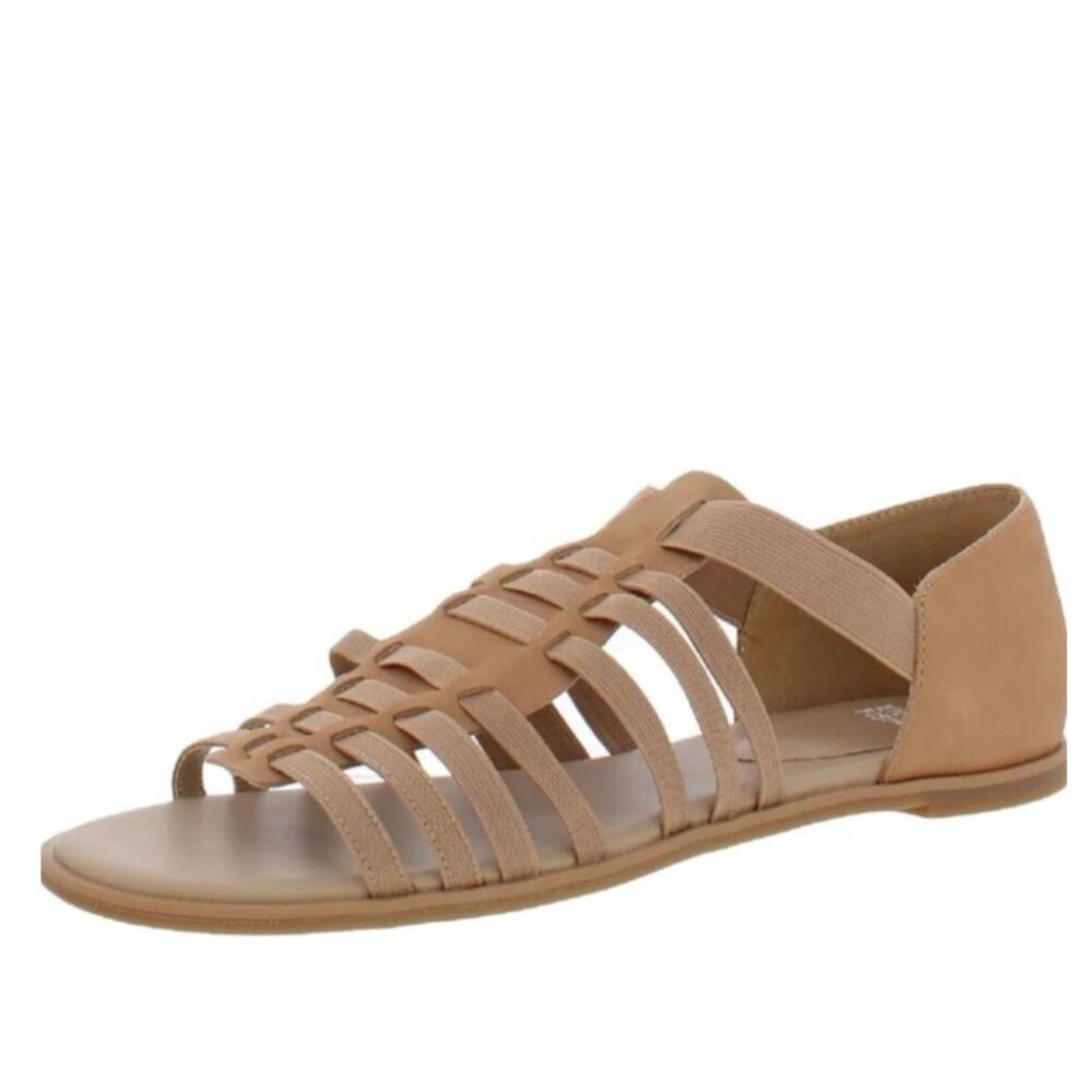 Eileen Fisher Flat Sandals 11 Strappy Minimalist Modern Beach Vacation Tan Rato